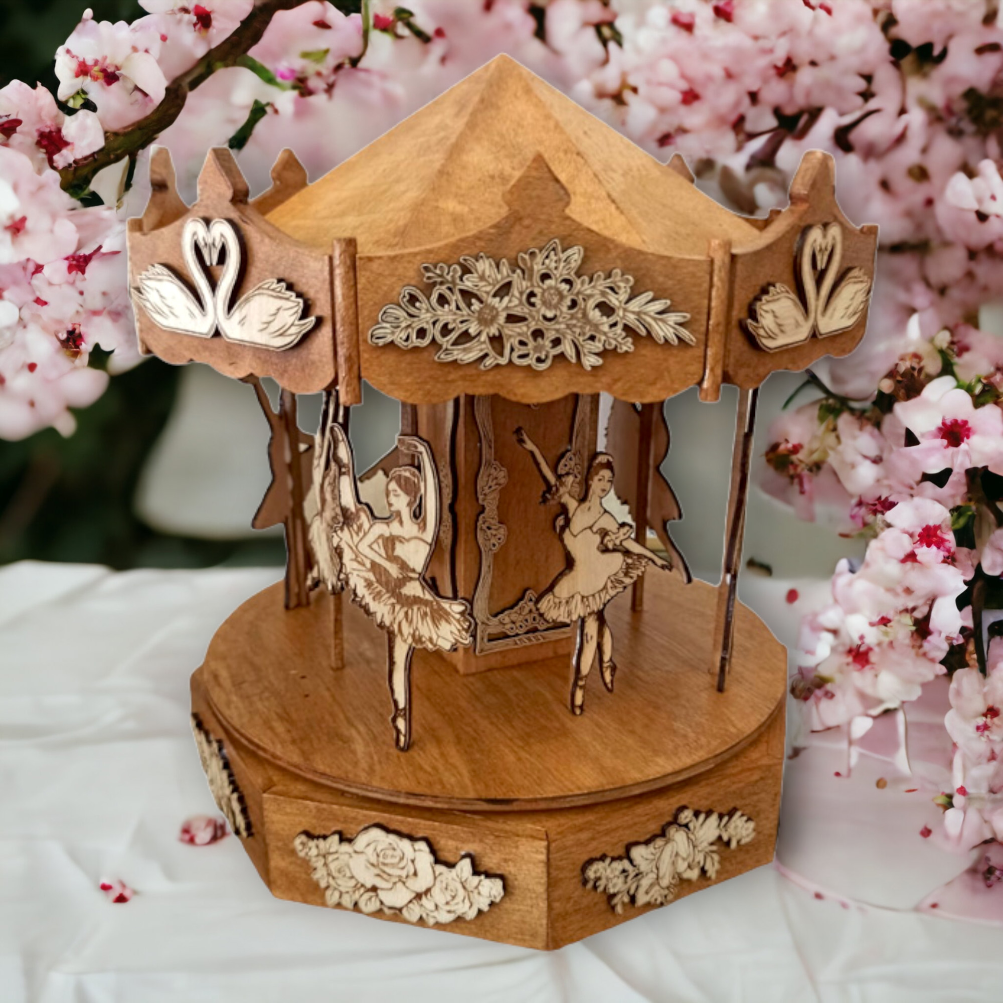 Carillon in legno giostra grande ballerine